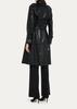 Lambskin Handmade Women's Black Trench Coat  Leather Genuine Long Party Stylish