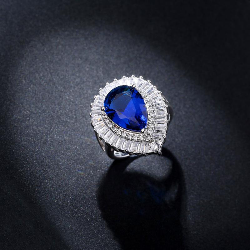 WWJ Eleganter Schmuck, großer verstellbarer Zirkonia-Ring für Damen