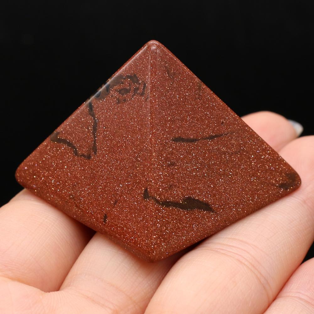 1Pc Reiki Healing Crystal Pyramid Ornament Decoration Energy Natural Stone Quartz Agate Amethyst Jade Gemstone Home Decor Jewelry Mini Furnishings 4cm