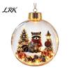 Winter Theme Party Supplies 3D Christmas Animal Faux Crystal Ball Ornament, Lighted Acrylic Hanging Decor Warm Light Scenes with Hedgehog Penguin