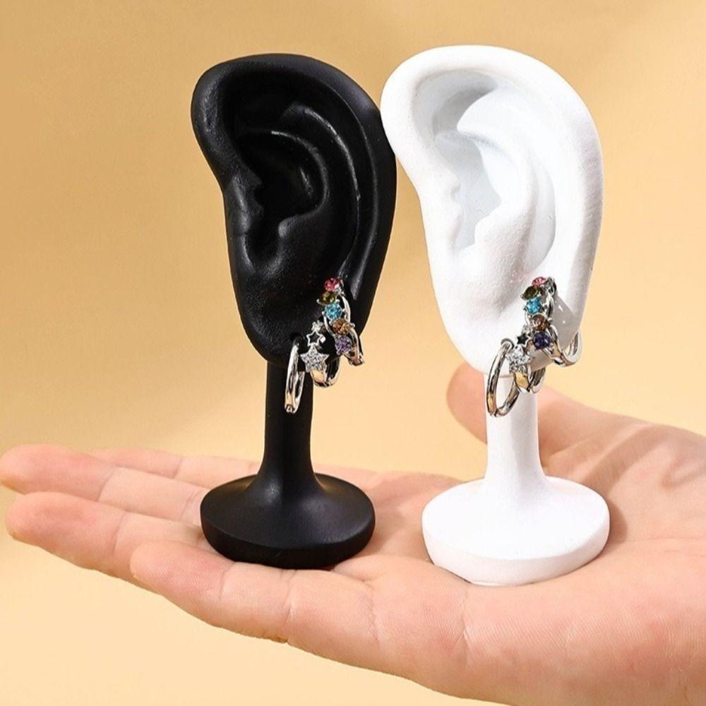 

Ear Shaped Ear Studs Organizer Holder Rack Portable Earring Showcase for Earrings чорний