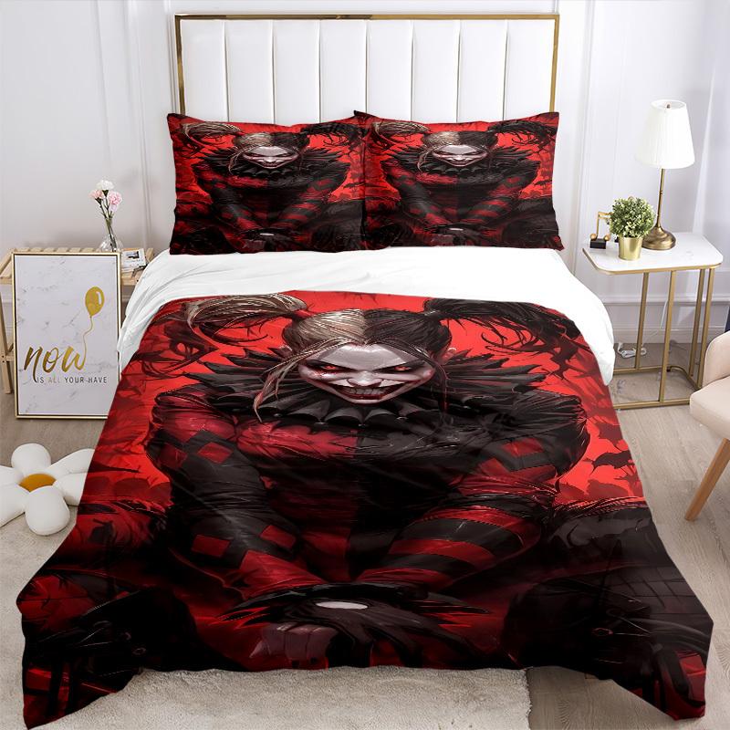 3pcs Harley Quinn Joker Bedding Set, Soft Polyester Duvet Cover and Pillowcases Machine Washable Seasons all suitable & Guest Room Decor231