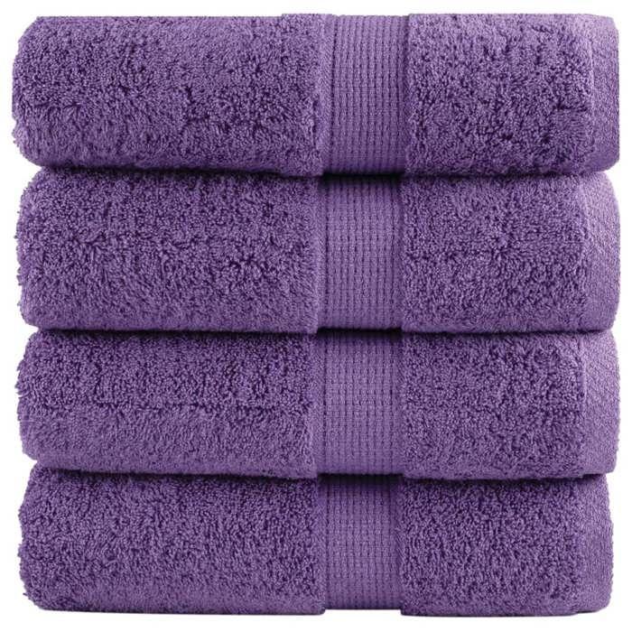 VidaXL Serviettes de toilette Premium SOLUND 4 pièces Violet 30 x 30 cm 600 g/m² 137348