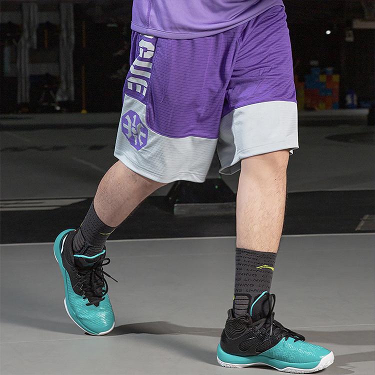 Li-Ning Color Block Competition Sports Shorts Basketball Shorts Men Shorts Ultraviolet AAPP307-3