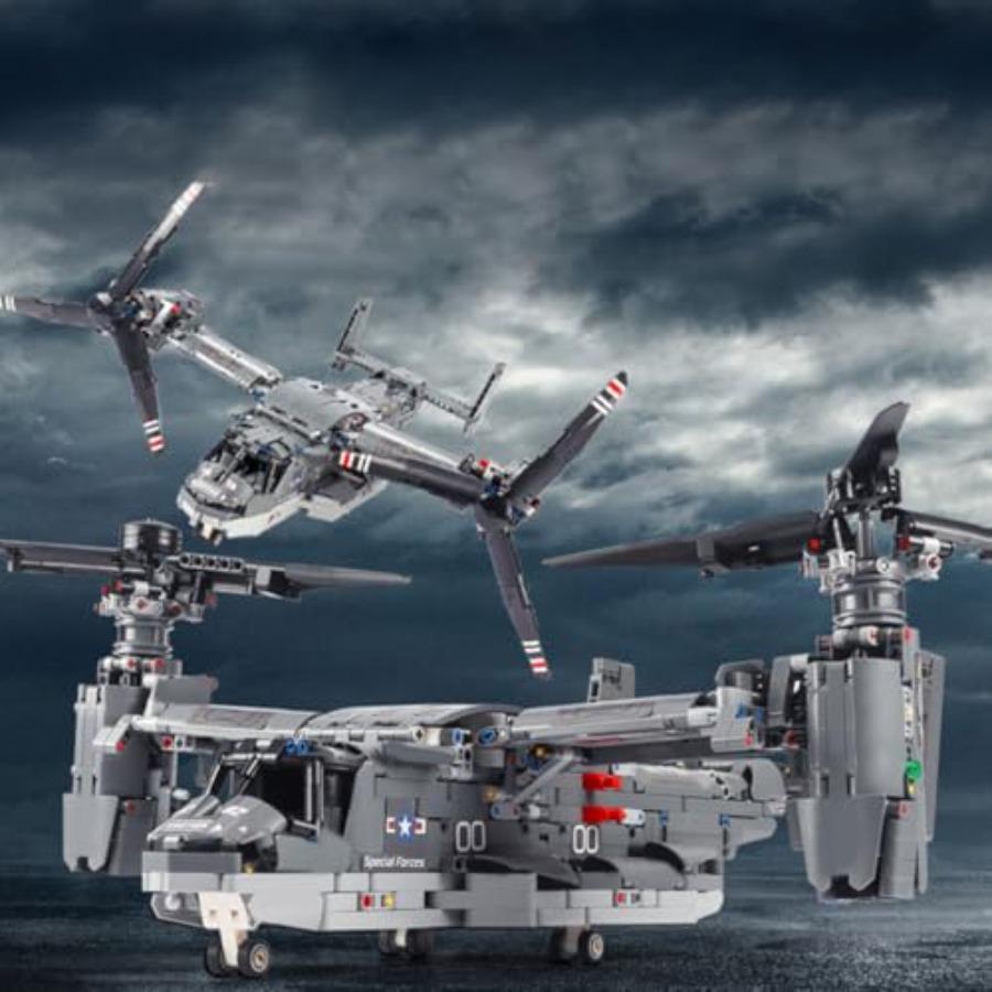 

Технік 2-режимний Динамічний Гелікоптер Оспрей Будівельний Набір Військова Серія Набір Будівельних Цеглинок 1685шт для Просунутого Моделювання En United States