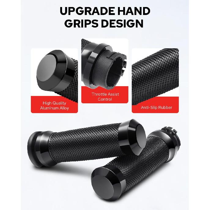 Motorcycle Hand Grips Handlebar Grips Cable Throttle Fit For Harley ’02-’17 VRSC, ’96-Later XL, ’08-’13 XR, ’96-’17 Dyna (Except