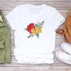 (European Size) 90s Lovely Tee Top Sweet Flower Trend Cute Clothing Short Sleeve Women Print Lady Female Fashion Tshirt Casual Graphic T-shirt