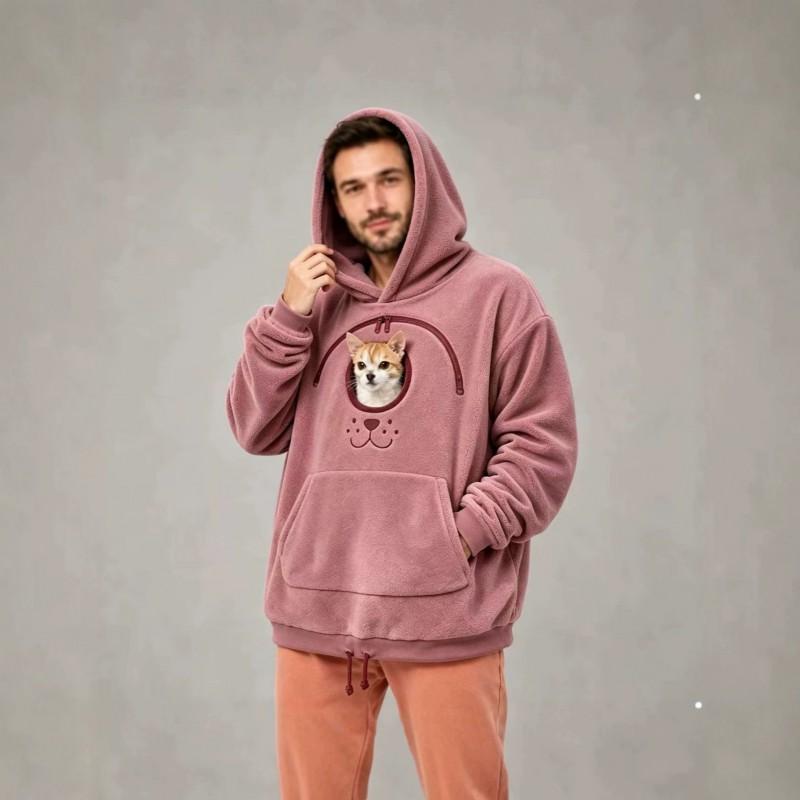 2026 Solid Color Hooded Pet Loose Fit Pullover Sweatshirt Unisex Casual Top