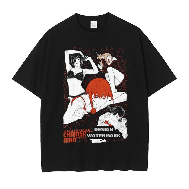 High Street Anime Chainsaw Man T Shirts Oversized Kobeni T-shirt Manga Denji Power Reze T Shirt Makima Tops Tees Unisex