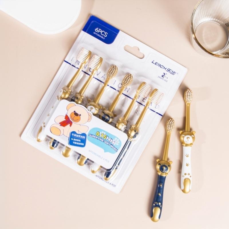 6Pcs Children'S Cartoon Bear Soft Bristled Toothbrush Kids Teeth Cleaning Brush For 3 To 12 Years Old Children