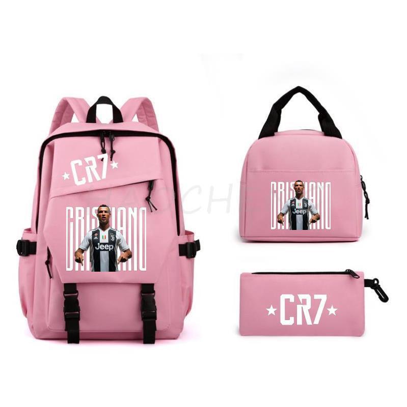 Zaino Scolastico a Tre Pezzi con Stampa di Stella del Calcio Sportiva per Studenti delle Scuole Primarie e Secondarie, Unisex