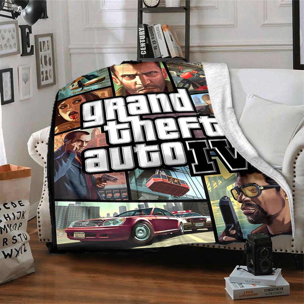 Grand Theft Auto Iv Flannel Blanket Super Soft Warm Cozy Blanket for Sofa Bed Office Travel All‑Season Home Decor Gift