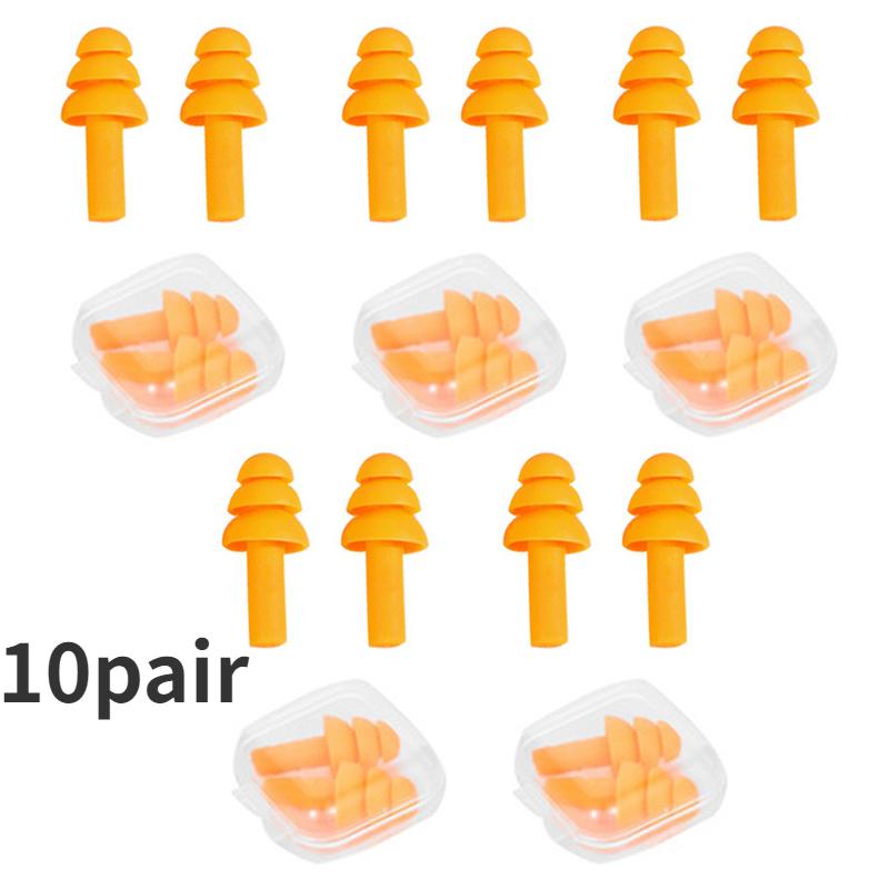 10Pairs Silicone Earplugs Noise Reduction Comfort Earplugs Soft Waterproof Swimming Waterproof Insulation Cancelling For Sleep