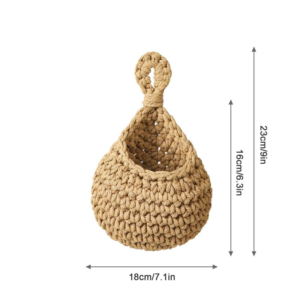 Fruit Vegetable Basket XS-2XL Handwoven Wall Hanging Teardrop Plant Basket Kitchen Table Wall Hanging Storage Basket Container
