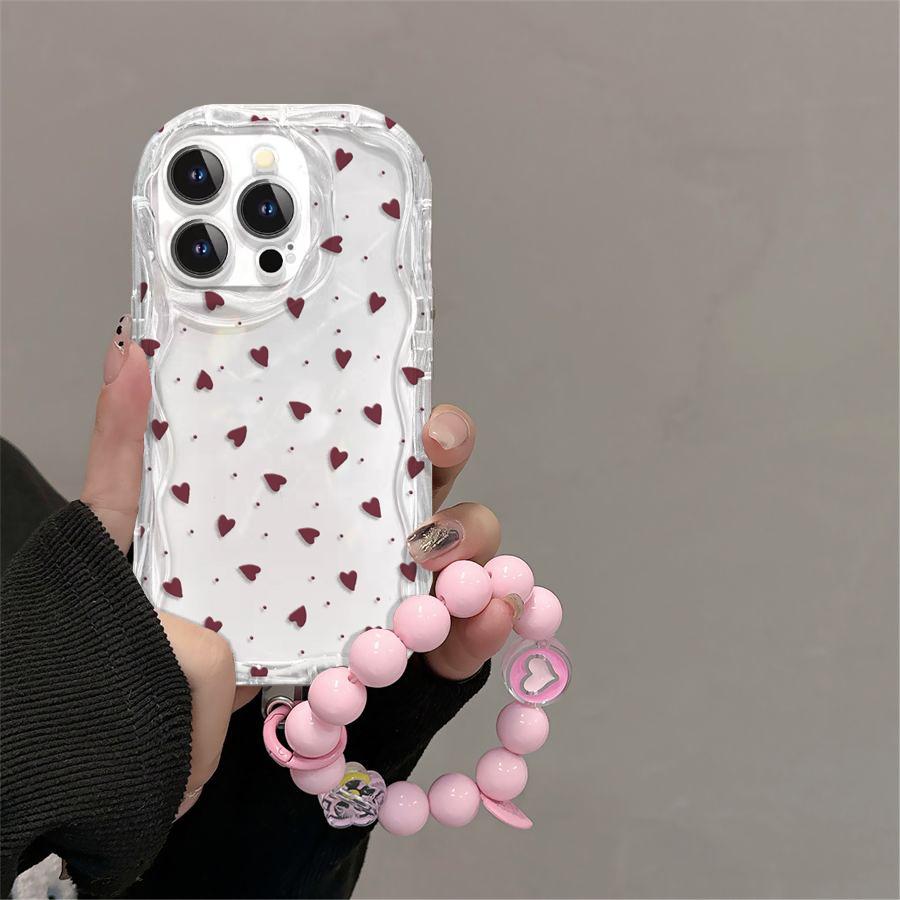 Case For RENO 15F 14 15 PRO 14F 13F 12F 11F 11 12 Pro OPPO A6 A5 PRO A6X Soft Love Heart Bracelet Chain Wave Side Silicone Cover