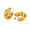 C Shaped Hoop Earrings for Women Gold Silver Color Round Circle Ear Studs Hypoallergenic Trendy Jewelry Gifts for Women