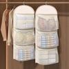 Wardrobe Hanging Storage Net Large Capacity Mesh Storage Bag with Hook Multi-tier Breathable Mesh Pouch for Socks Bras Underwear Dorms Bedrooms