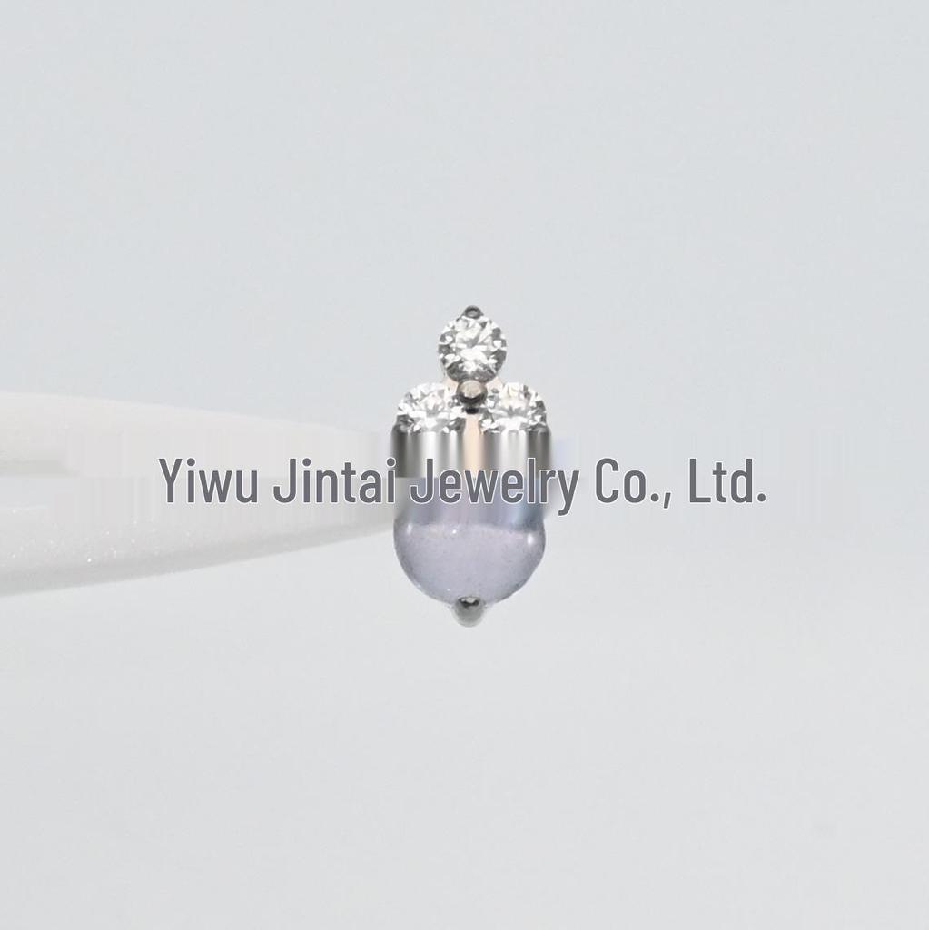 F136 Titanium Moonstone Opal Ice Cream Earrings with Diamond Inlay Lip & Tragus Studs