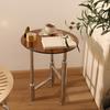 Retro Stainless Steel Coffee Table Luxury Round Glass Corner Tables Living Room Small Side Table Home Decoration Furniture
