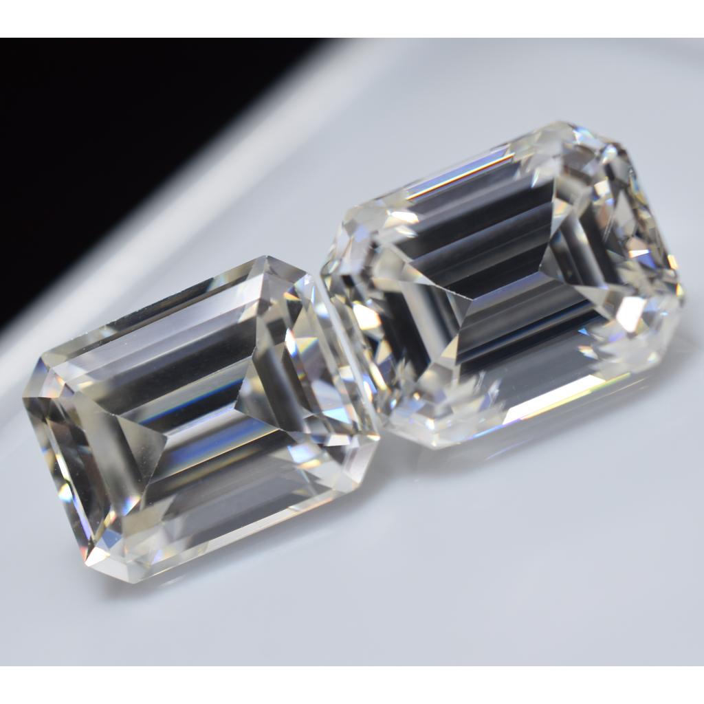 Moissanite 8.72 Ct D Color Emerald Cut 11x9 mm Pair VVS1 Certified Gemstone