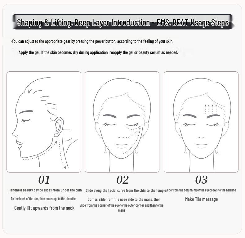 Golden Rice Facial Microcurrent Device: Home Beauty Massager & Skin Scraper Cleanser