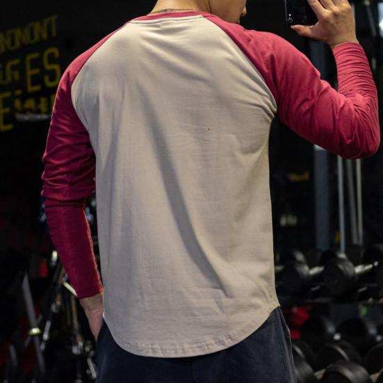 Men Shirt Contrast Colors Breathable Round Neck Soft Spring Top for Jogging