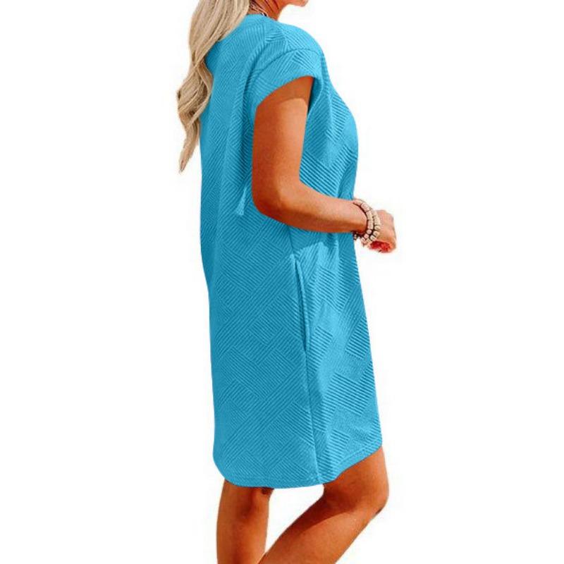 Lässiges Sportliches Rundhals-Taschen-Lockeres Kleid