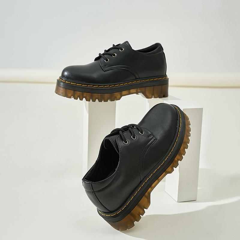 Thick Bottom Leather Shoes British Style Loafers Single Shoes Martin Shoes
