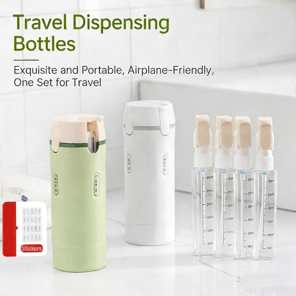 4-in-1 Travel Dispenser Bottle Set Leak-Proof Refillable Toiletry Containers | Mini Shampoo/Conditioner/Lotion Bottles | Portable Travel-Sized Dispen