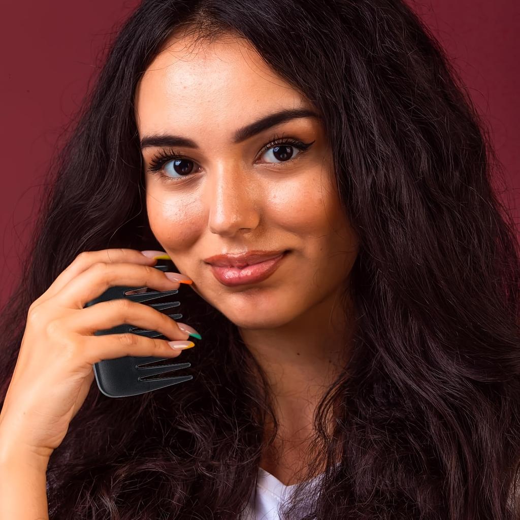 Portable Soft Hair Comb, Anti-static Wide Tooth Comb Stripe Comb, Portable Travel Comb, Suitable for Men and Women Thick Curly Waves Wig, Black