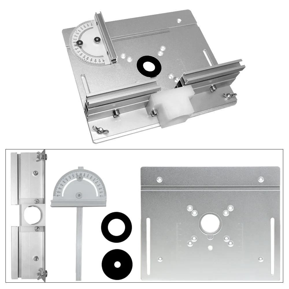 Aluminum Router Table Insert Plate W/ Miter Gauge for Woodworking Benches Table Saw Multi-func RT0700C Trimmer Engraving Machine