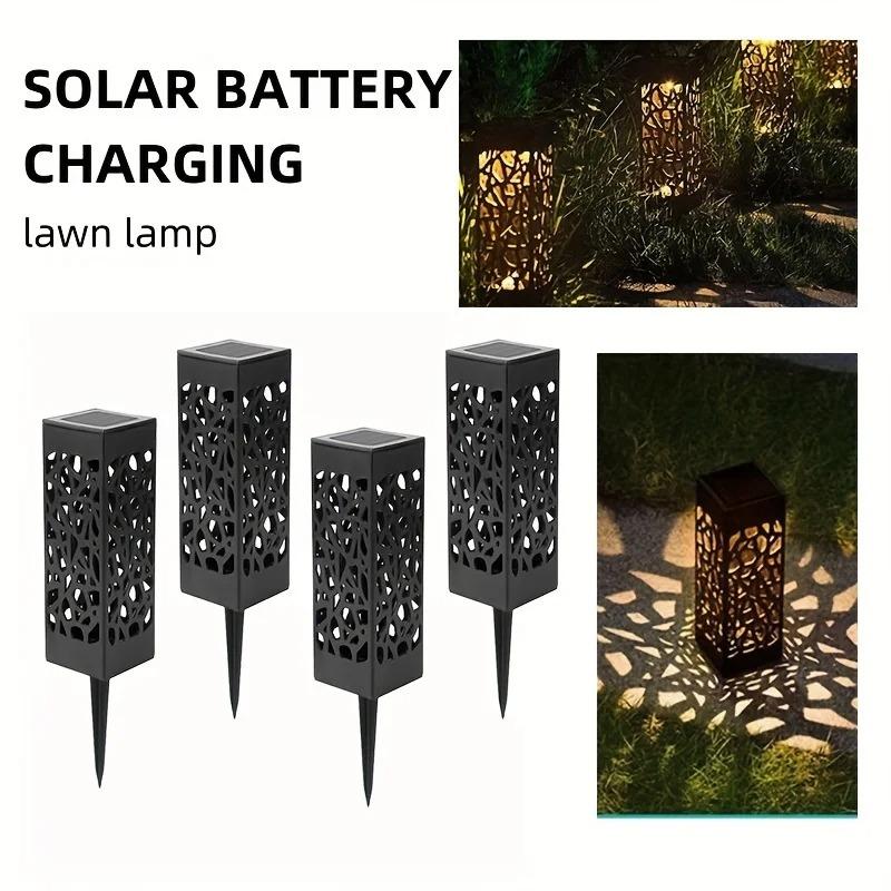 1/6PCS Solar Pathway Lights Outdoor LED Garden Lights Auto On/Off Dusk To Dawn Waterproof Hollow-Out Design for Yard Lawn Patio Christmas