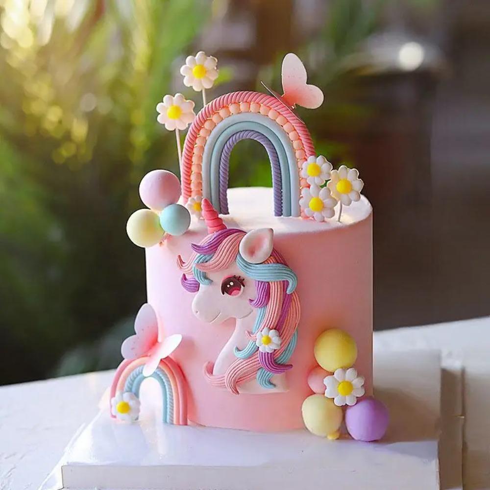 Butterfly Rainbow Unicorn Cake Topper Birthday Party Decor Girl Cake Kids Unicorn Birthday Baby Shower Rainbow Cake Decoratings