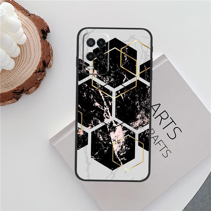 Marble Geometric Art Case For Oppo A96 A58 A18 A38 A78 A98 A17 A77 A80 A40 A60 A16 A76 A74 A94 A54 A15 A57S Cover