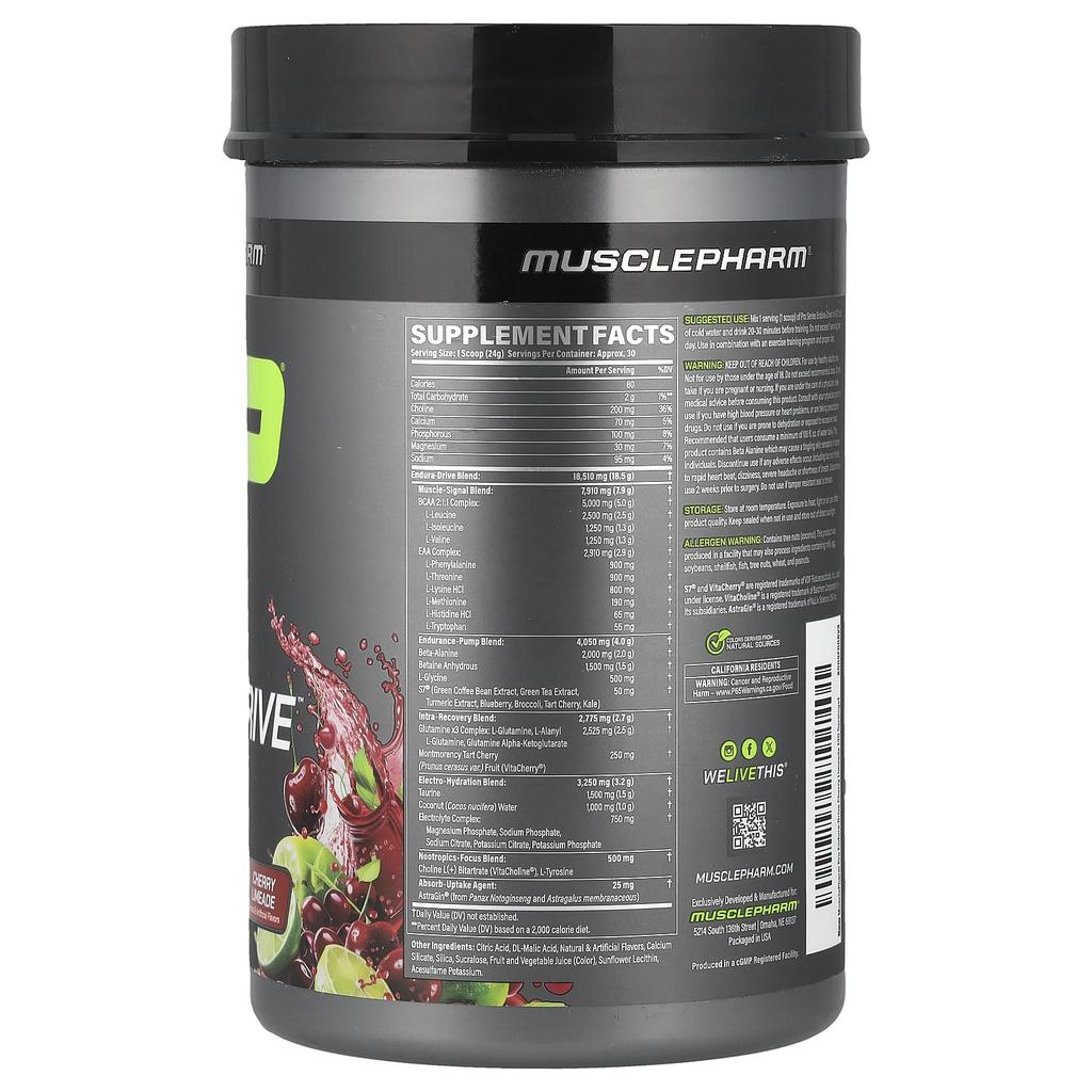 MusclePharm, Pro Series, Endura-Drive™, Cherry Limeade, 711g (1.6lb)