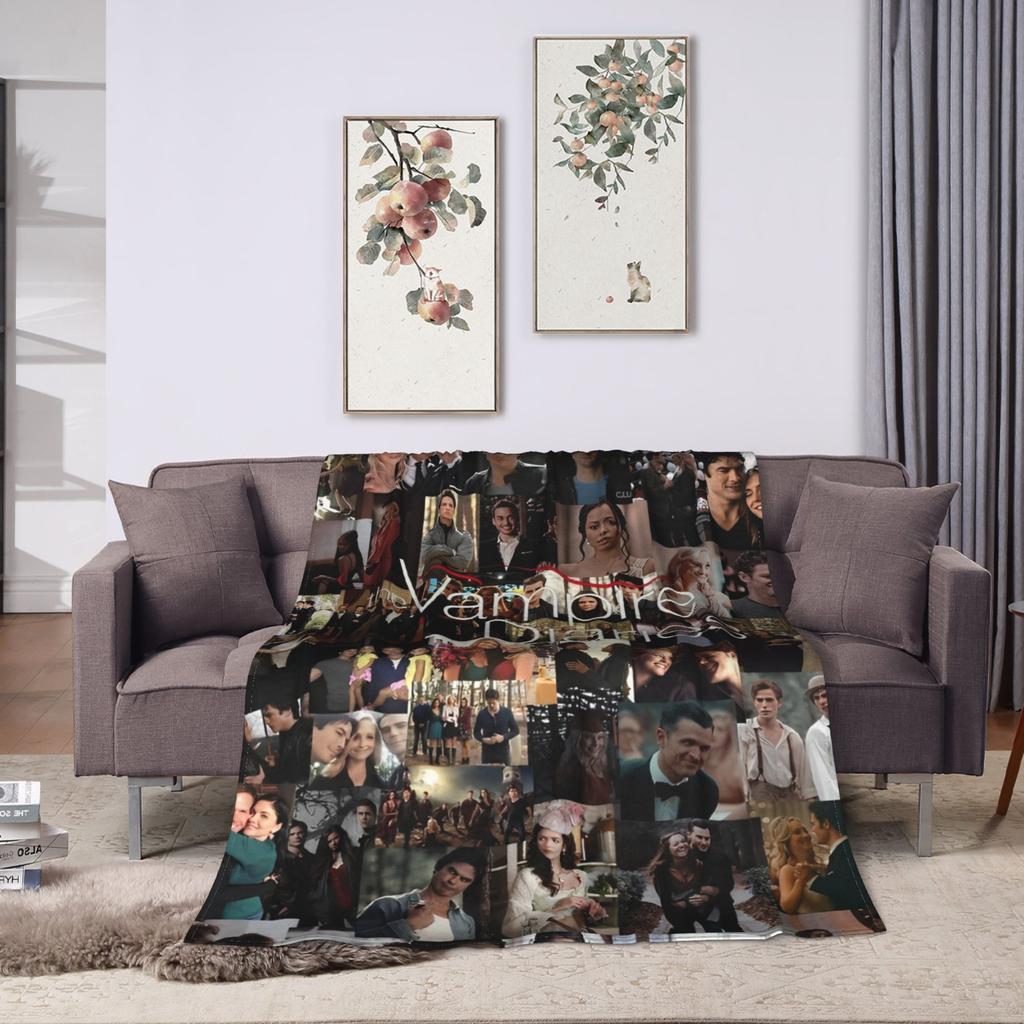 Coperte Morbide Campeggio The Vampire Diaries Damon salvatore Coperta da Divano Flanella Copriletto Per Soggiorno Divertente Copridivano Letto