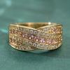 Elegant Golden Color Cross Band Ring Female Bright Synthetic Pink Zirconia Fashion Rings Women Luxury Finger Accessories