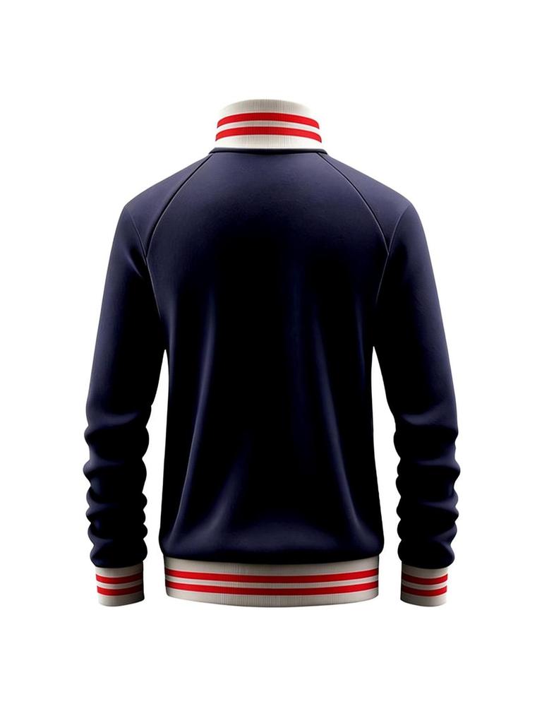 Męska codzienna sportowa kurtka z kołnierzem stojącym i wstążką - Kolekcja Jesień/Zima