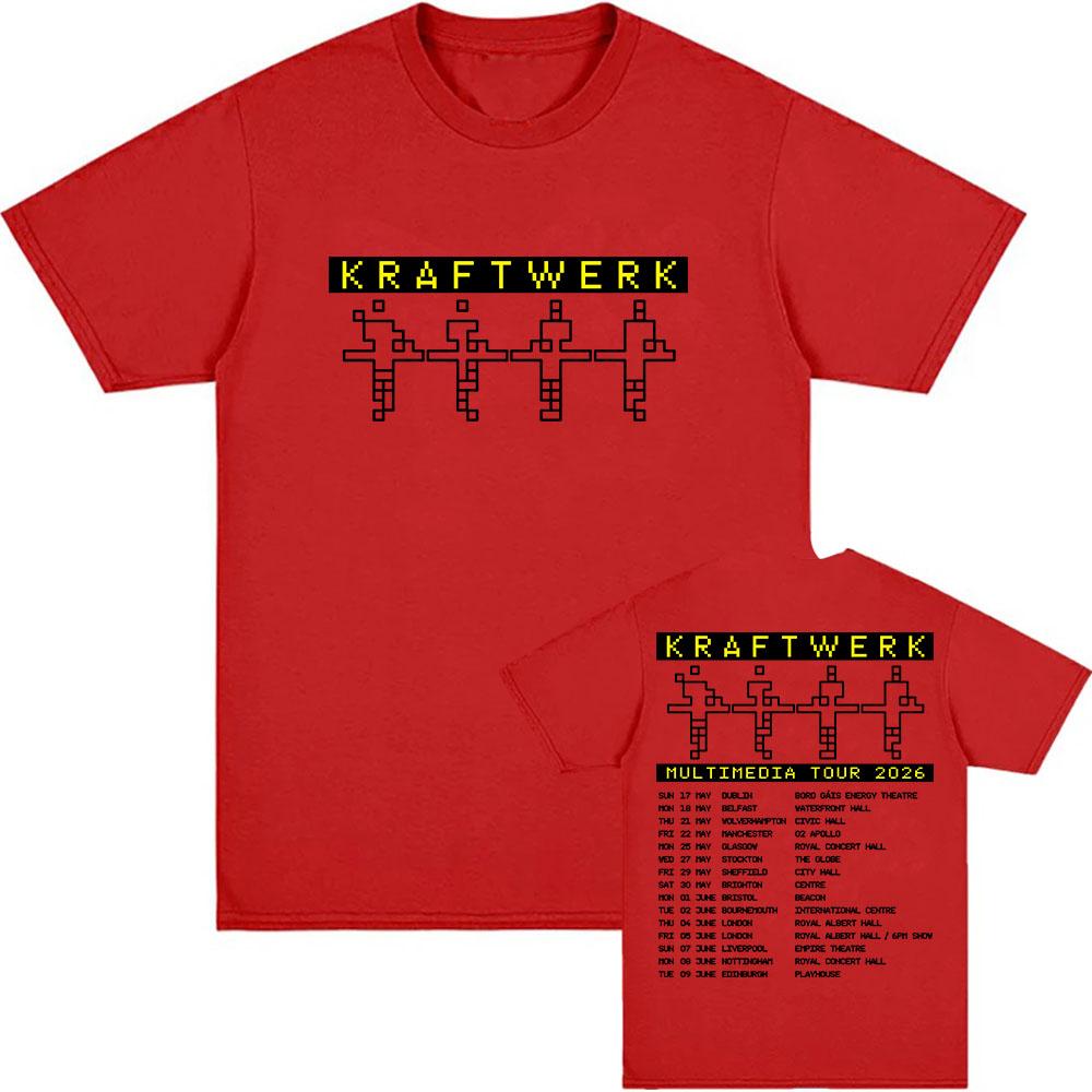 Kraftwerk MULTIMEDIA TOUR 2026 Tricouri Mânecă Scurtă Bumbac Bărbați Tricou Fashion Unisex Streetwear Imprimeu Grafic Îmbrăcăminte Casual