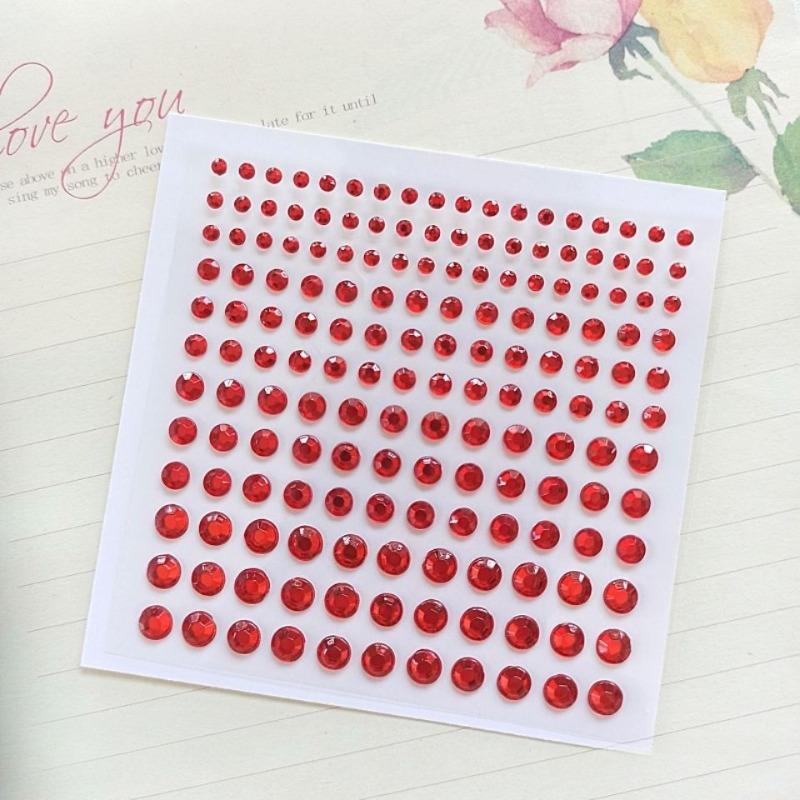 Sticker Beautiful Acrylic Red 3-4-5-6-8mm Double-sided Tape Bottom Decorative Face Sticker Single Round Diamond Beauty Mole