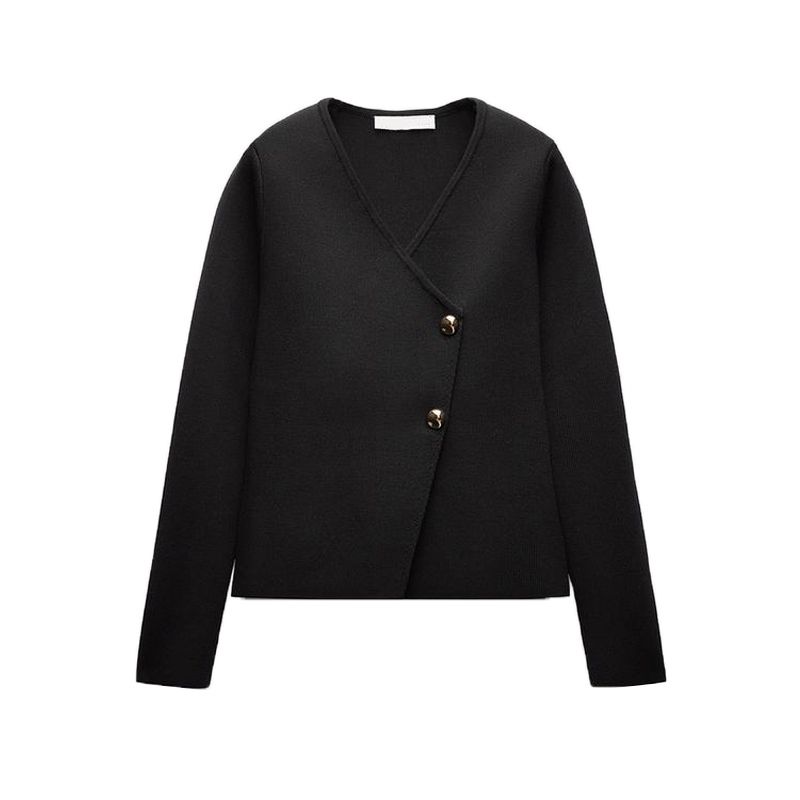 Fall and Winter New Women's Clothing Fashion Wind Asymmetry V Neck Long-Sleeved, Slim-Fit, Short Knitting Outwear 4192124