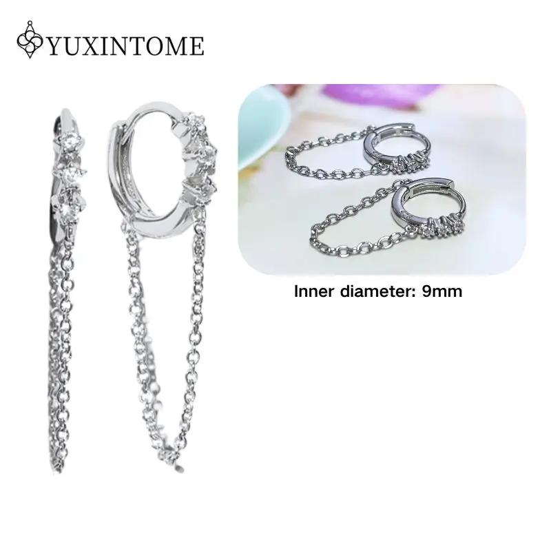 925 Silver Ear Needle Crystal White Zircon Silver Series Tassel Drop Earrings Luxury Fashion Party Jewelry Accessories