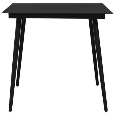 Garden Dining Table Black 80x80x74 Cm Steel and Glass