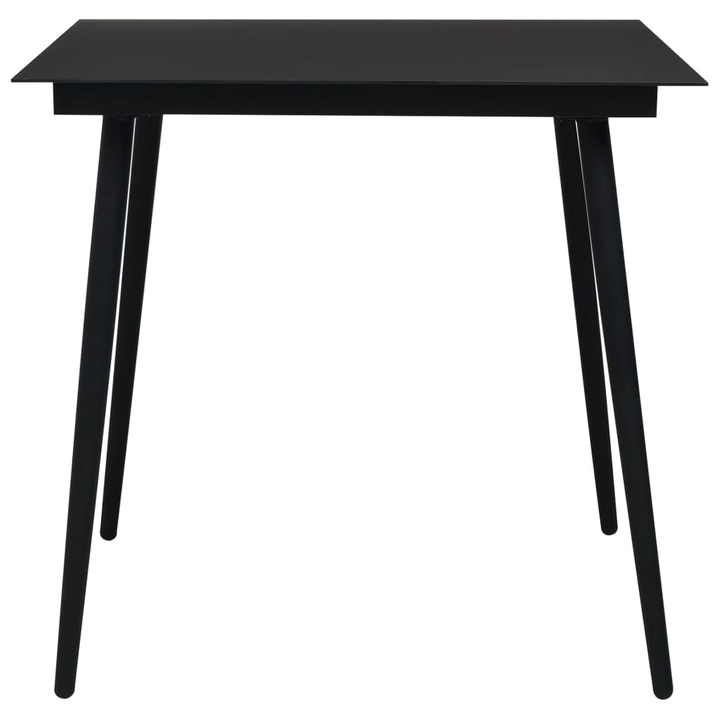 VidaXL Garten-Esstisch Schwarz 80x80x74 cm Stahl und Glas