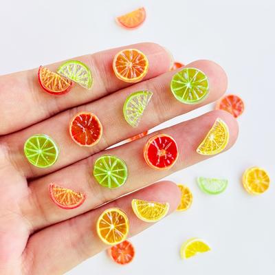 50Pcs New Mini Cartoonoranges, Lemon Slices Series Resin Flat Back Scrapbook Diy Nail Decoration Component Holiday Gifts A146