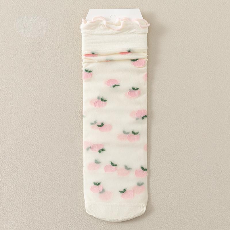 

5 Pair Breathable Ultra Thin Socks Summer Women Transparent Lace Silk Crystal Rose Flower Girls Elastic Short Socks Female Sox High Quality 5pair