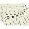 4/6 stuks Set Kabelbaan Skiën Dennenboom Wintervakantie Kerstmis Placemats Geschikt voor Huis Keuken Eetkamer Feest Binnen En