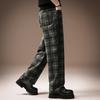 High-end British Retro Gradual Change Plaid Straight Casual Pants Men's Summer Thin Loose Drape Wide-leg Trousers