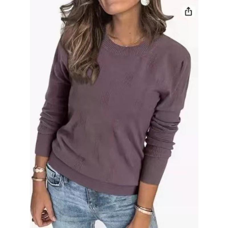 Women S Long Sleeve Round Neck Pullover Knit Sweater Casual Fall Winter