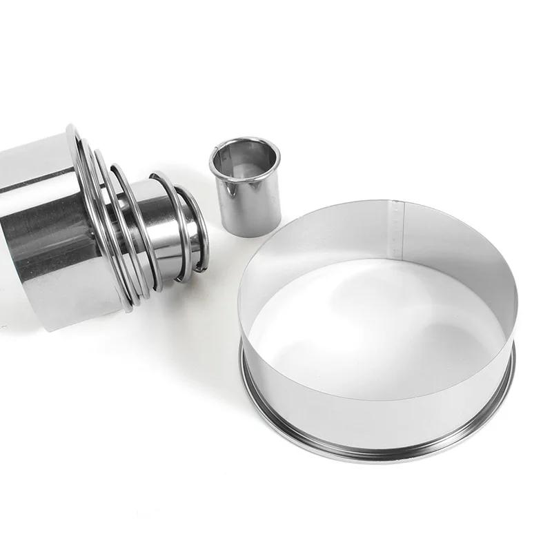 11pcs Biscuit Mold Stainless Steel Round Dough Cutter Dumplings Skin Mold Kitchen Cookie Cutter Set Baking Circle Pastry Mould